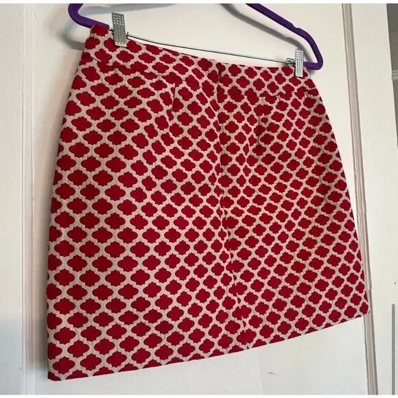 Loft Preppy Chic Red White Geometric Print A-Line Mini Skirt, Lined,  Size 4 - Picture 6 of 15
